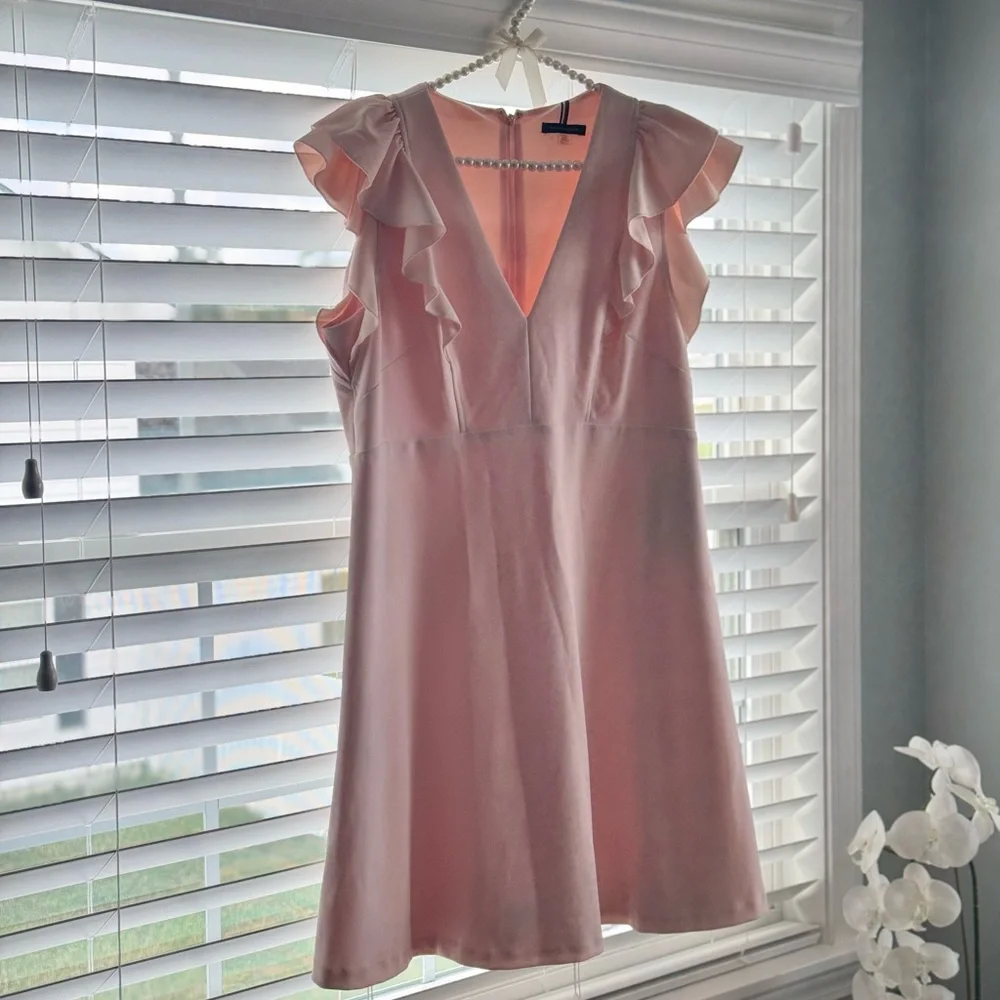 Tommy Hilfiger Pink Mini Dress with Ruffle Sleeves - Picture 2 of 3